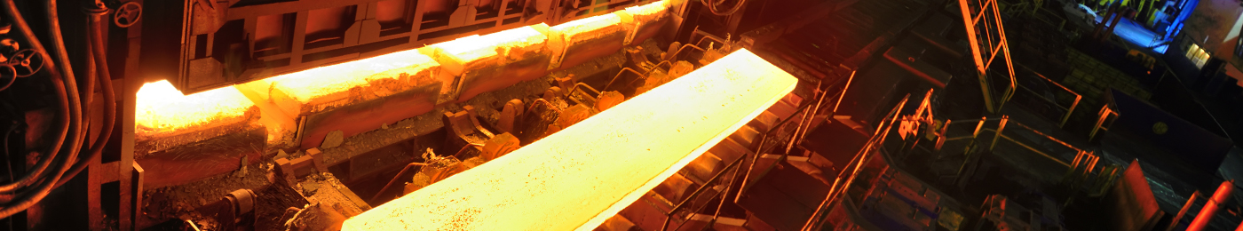 Steel in hot rolling mill on conveyor